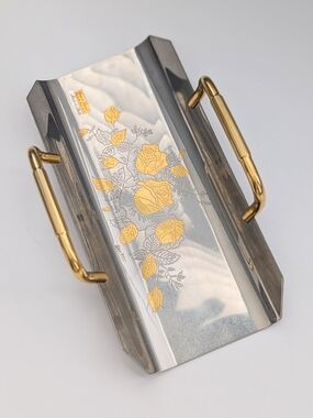 Gioiel Orio Serving Tray w/Handles-Signature & Plate-Gold Engraved Florals